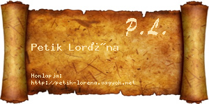 Petik Loréna névjegykártya